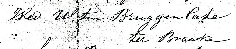 Handtekening de Weduwe W. ten Bruggencate-ter Braake, 25 Sep 1885