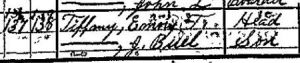 1900 census entry: Emery T. and J. Buell Tiffany