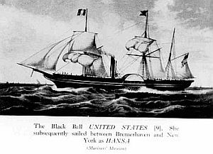 The "Hansa", the ship Amalia immigrated on